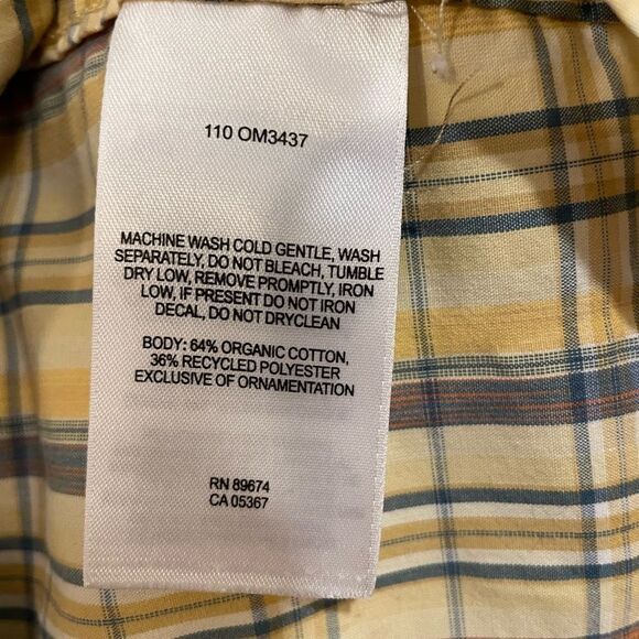 Mountain Hardwear Yellow Plaid Short Sleeve Button Up Shirt Men’s Sz M - Picture 5 of 9